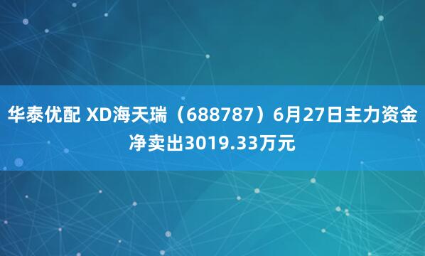 华泰优配 XD海天瑞（688787）6月27日主力资金净卖出3019.33万元